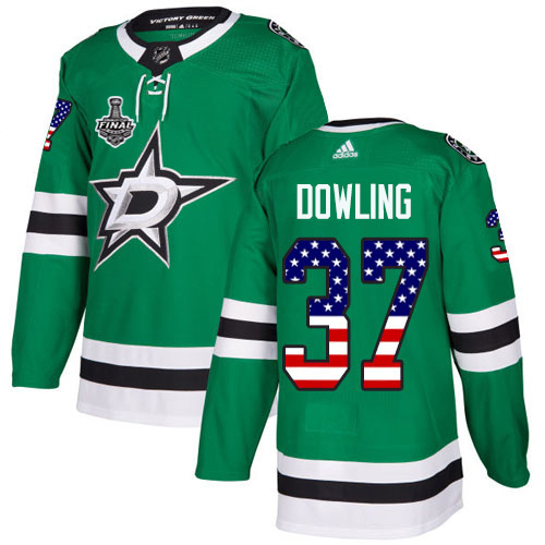 Adidas Men Dallas Stars #37 Justin Dowling Green Home Authentic USA Flag 2020 Stanley Cup Final Stitched NHL Jersey